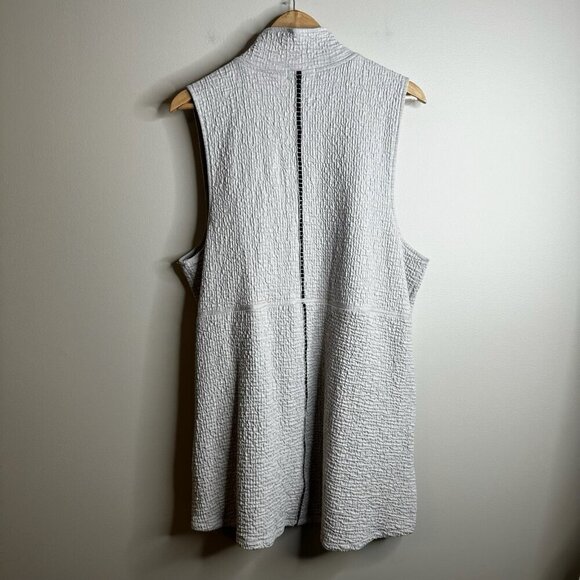 Habitat Sleeveless Beige Gray Full Zip Tunic Vest Sz L Waffle Pockets Lagenlook - Picture 10 of 13